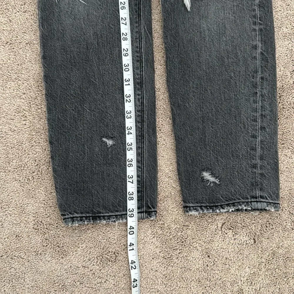 American Eagle Highest Rise Mom Jean Black Wash Distressed Jean Size 2